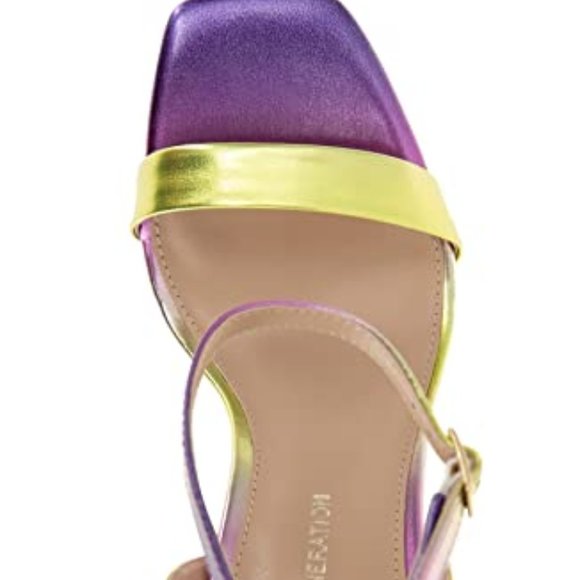 BCBGeneration Cadence Open Toe Strappy Metallic Ombre Sandal Heel sz 8 NWT - Picture 7 of 8